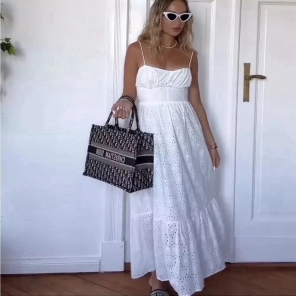 Zara White Eyelet Maxi Dress